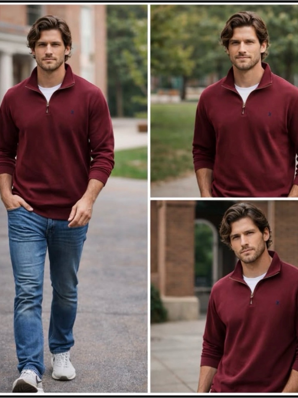 Polo Ralph Lauren Men's Estate Rib Quarter-Zip Pullover Sweater Burgundy XXL